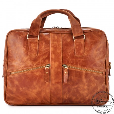 Кожаная деловая сумка "Окленд нью" (рыжий антик)